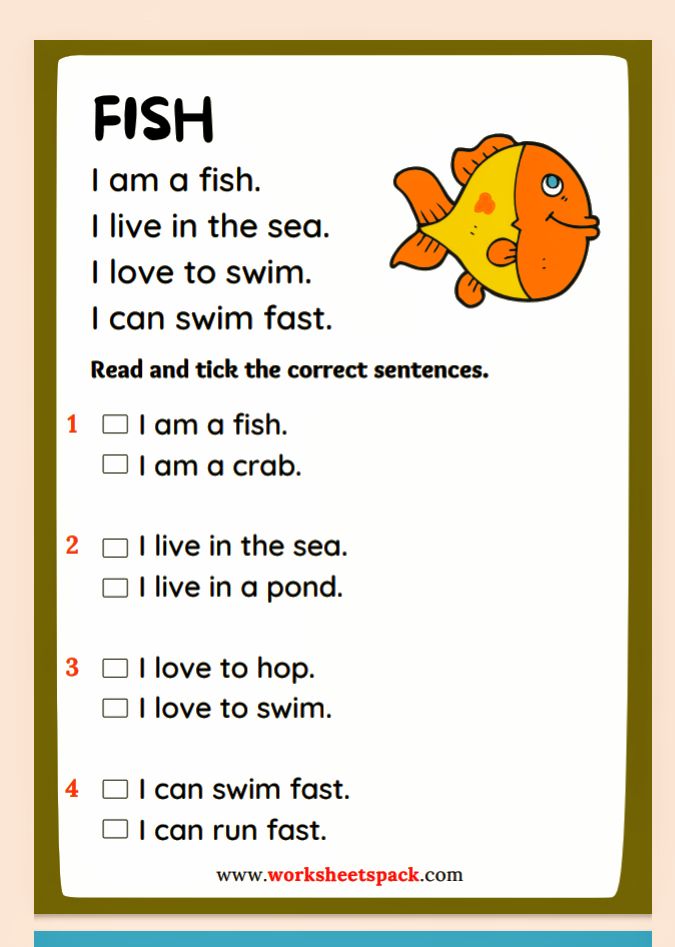 Sea Animal Reading comprehension/Grade 1 to 5